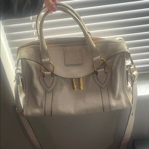 Marc Jacobs NY Cream Satchel with Gold Accents crossbody bag